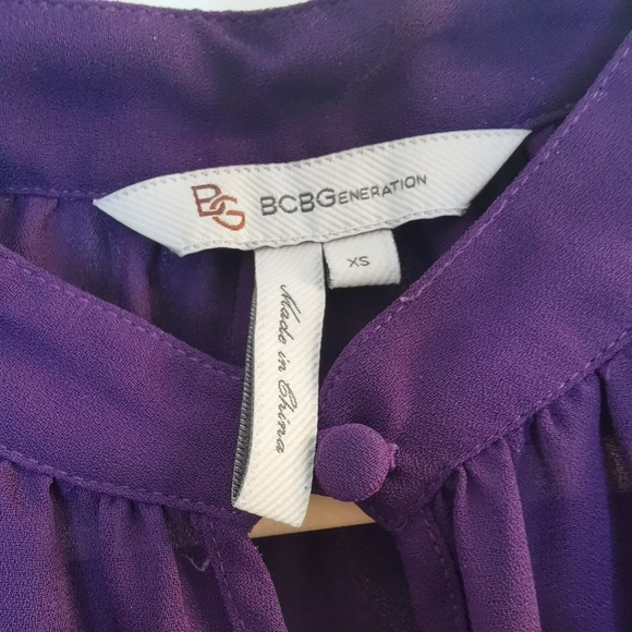 BCBGeneration Purple Tassel Fringe Top XS - Picture 6 of 10